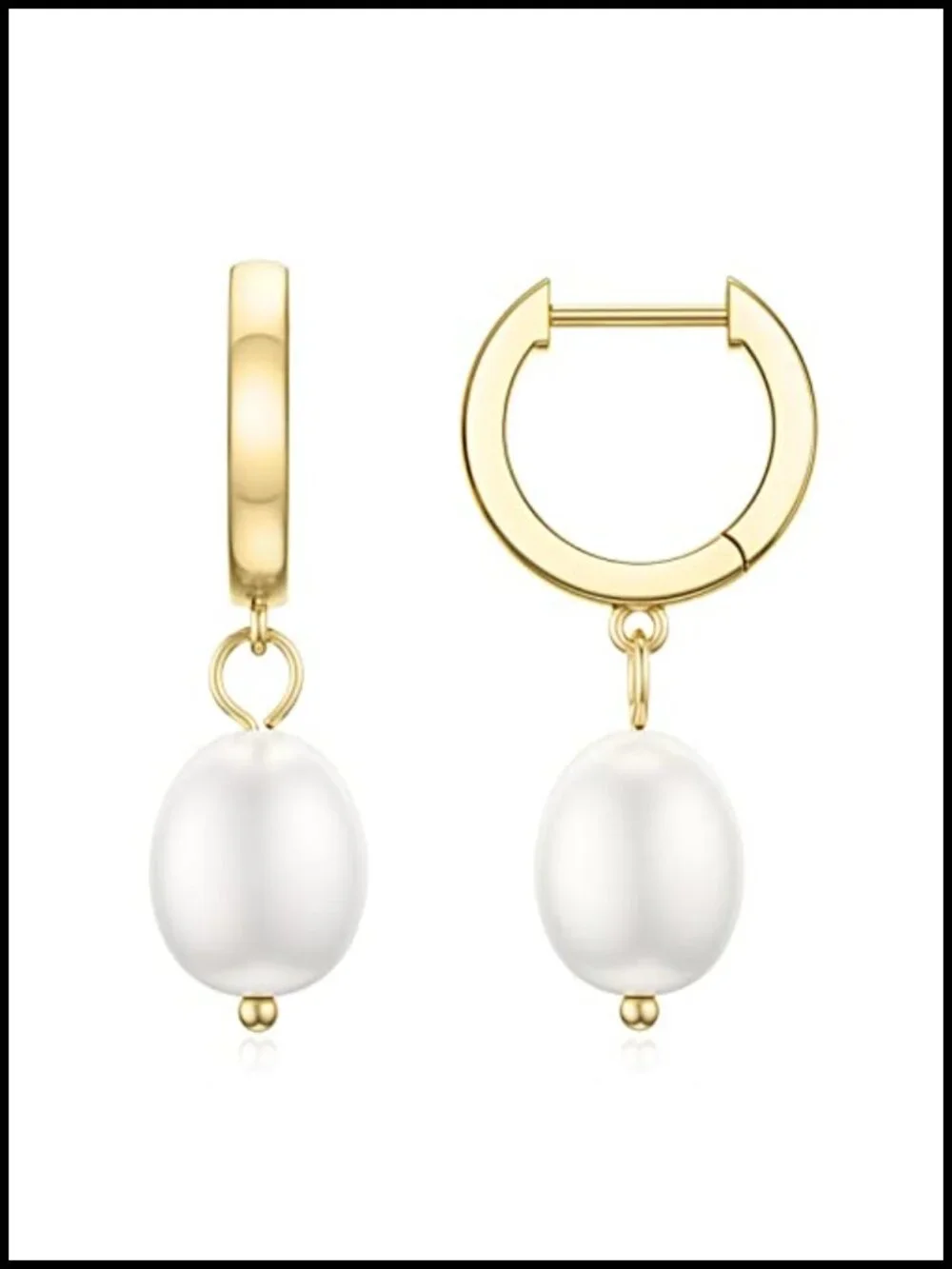 Hypoallergenic Silver Plated Huggie Hoop Earrings with Freshwater Pearls